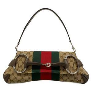 Gucci Horsebit Chain Medium Shoulder Bag/Sherry (web) Shoulder Bag 764255 Beige